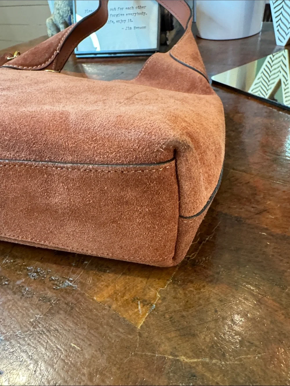 Coach Suede Shoulder Bag in Rust